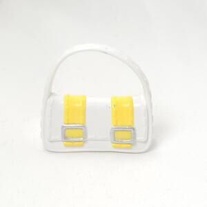 Barbie Doll My Scene Fashion Fever Double Buckle Baguette Purse Bag White Yellow